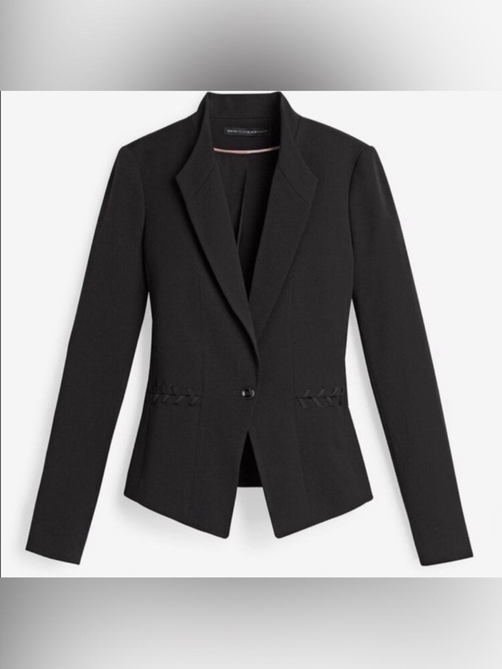 WHBM Black Lace Up Stretch Blazer Jacket size 8